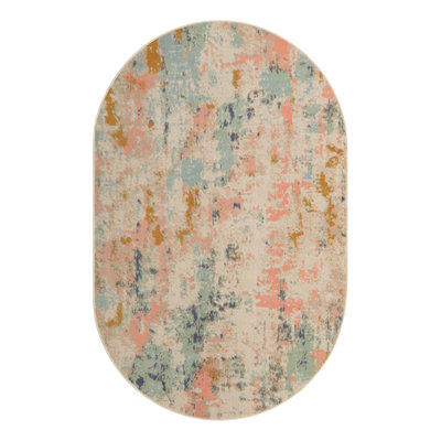 Tapis brun / bleu clair / beige