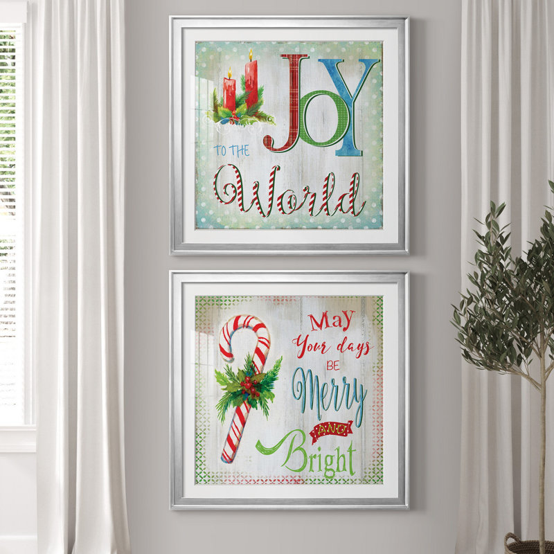 «Candle Joy», ensemble de 2 reproductions d'art textuel encadrées, H 30,5 po x l 61 po x P 1,5 po, Papier avec cadre argenté