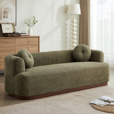 Arcora Boneless 3-Seater Modern Organic Compression Sofa with Rubber Wood Base