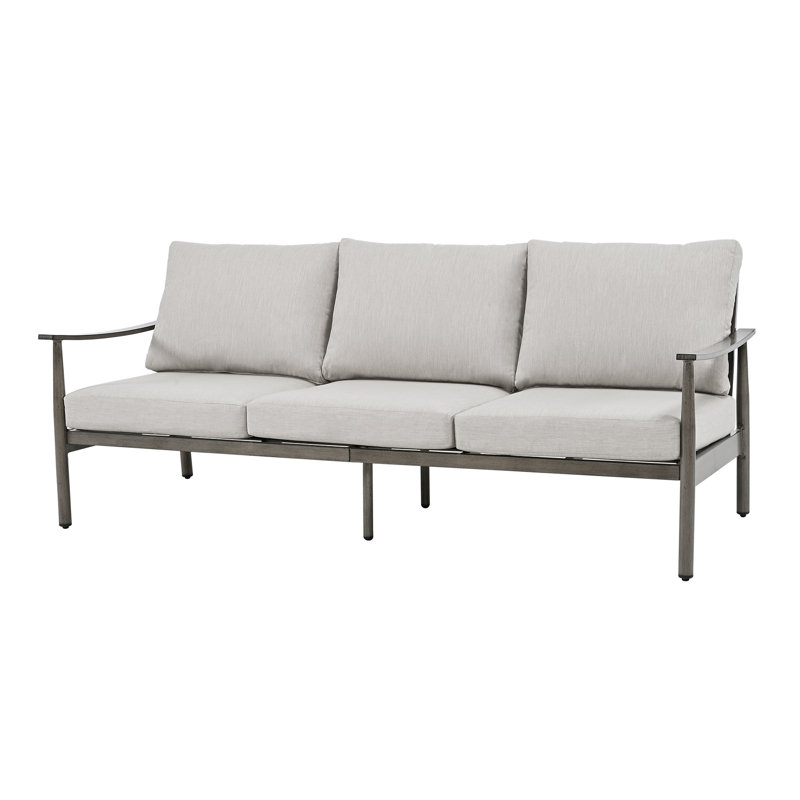 Canapé d'extérieur en aluminium 76 po Mariène, Gris, Brun