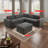Kerby Microfiber 6-Piece L Shape Corner Sectional With Ottoman-1385279803
