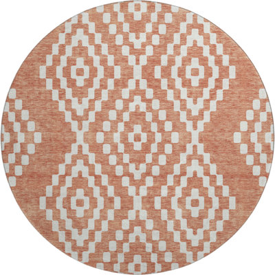 Premium Machine Washable Prisco Salmon Rug
