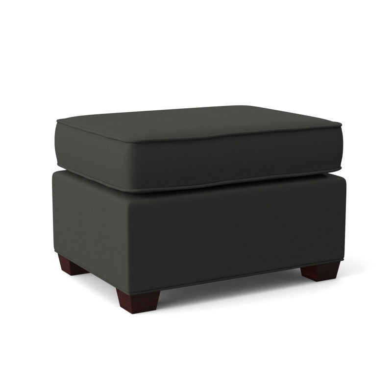 Finn 26" Wide Rectangle Standard Ottoman, Empire Mahogany, Dorset Charcoal