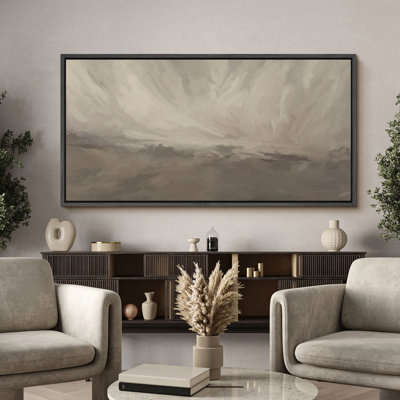 «Stormy Skies», toile de fond nuageuse abstraite dans des tons de beige et de gris