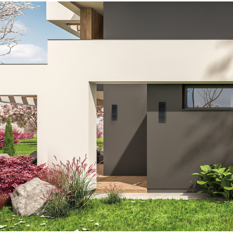 Mirha Aluminum LED Wall Light, Black, 8, 17.25" H x 5" W x 3.25" D