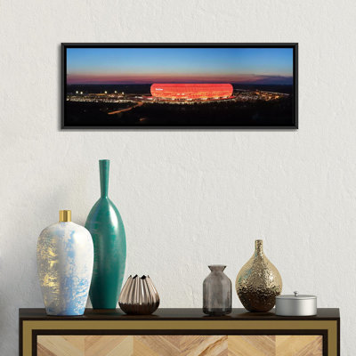 " Soccer Stadium Lit Up At Dusk 2, Allianz Arena, Munich, Bavaria, Germany " by Panoramic Images
