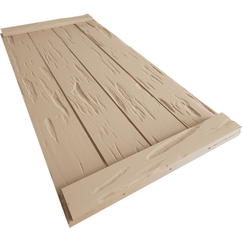 Volets rustiques en faux bois à quatre planches, H 78 po x l 22 po x P 1 po, Texture cyprès Pecky / brun clair apprêté, 22"