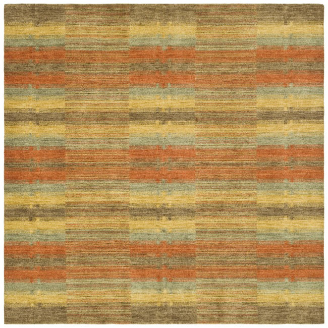 Frann Hand Loomed Wool Striped Rug, Square 6'