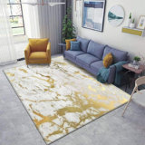 Rectangle Illa Abstract Machine Made Power Loom Rectangle 4' x 5'3" Polyester Indoor / Outdoor Area Rug in Gold Marble