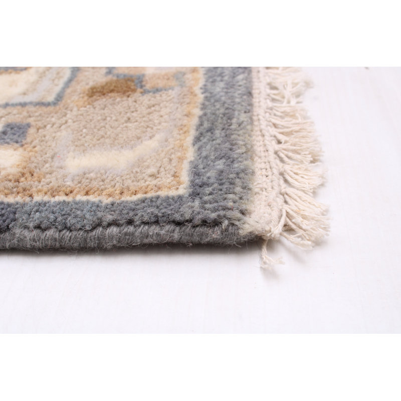 Tapis unique en laine noué à la main 9 pi x 12 pi nouvel âge Teric en brun / gris foncé / brun clair