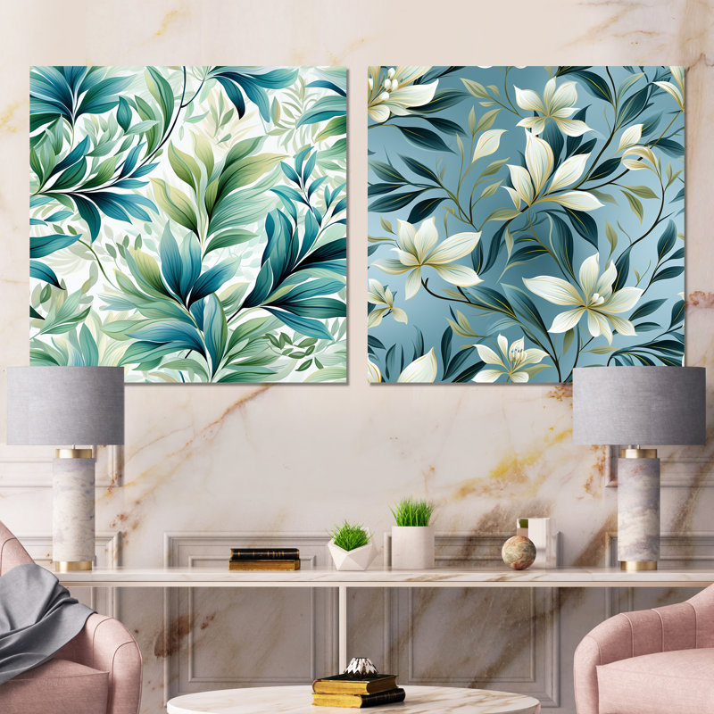 Alycia - Ensemble de 2 reproductions d'art murales en métal Plants, H 16 po x l 32 po