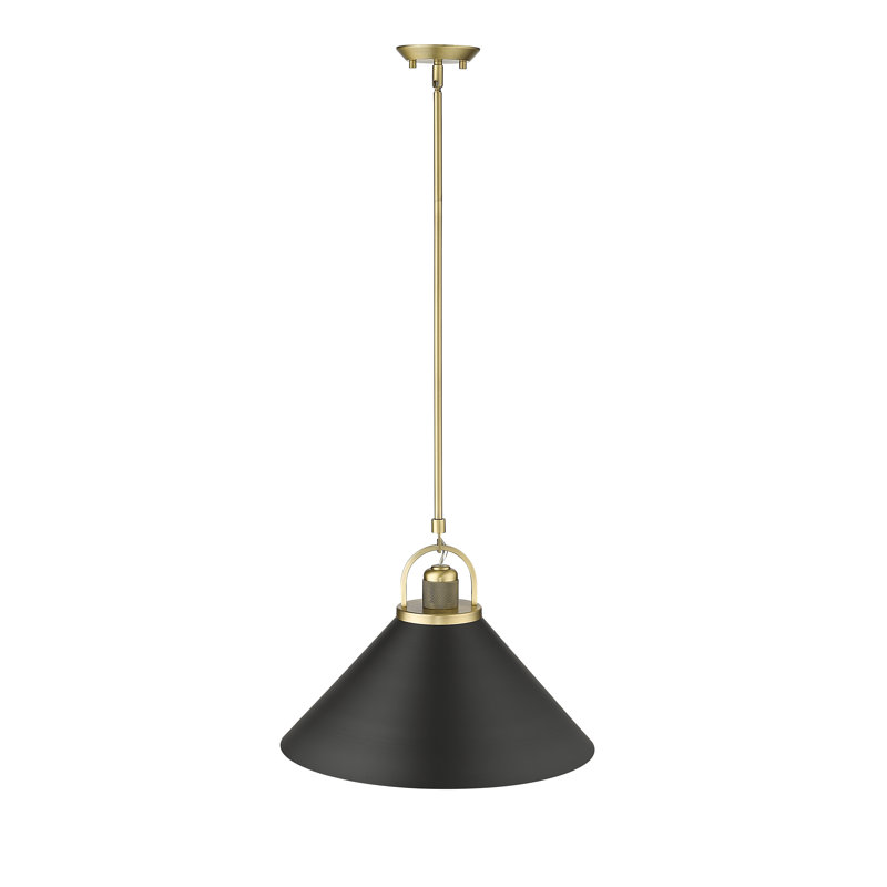 Luminaire suspendu conique à 1 lumière Cordez, Noir mat, Bronze vintage