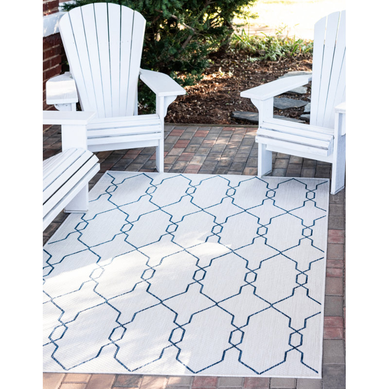 Eckart Geometric Indoor / Outdoor Rug, Rectangle 6'1" x 9'