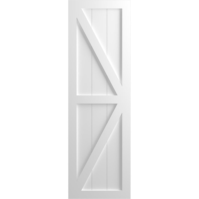 True Fit PVC deux panneaux de ferme à fixation fixe avec barre en Z, 18", Sans finition, 34"