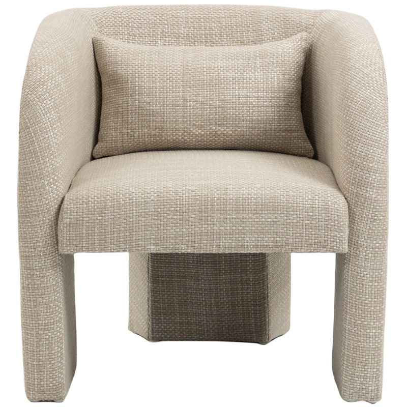 Hinderikus Upholstered Armchair, Beige Weaved Fabric