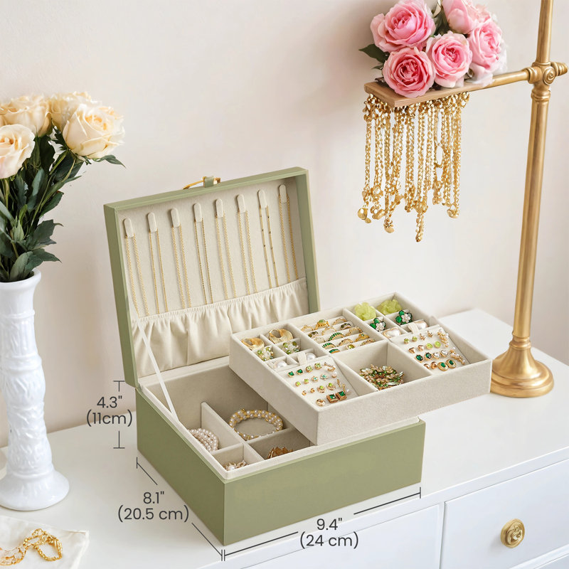 Boîte à bijoux amovible, Vert laurier