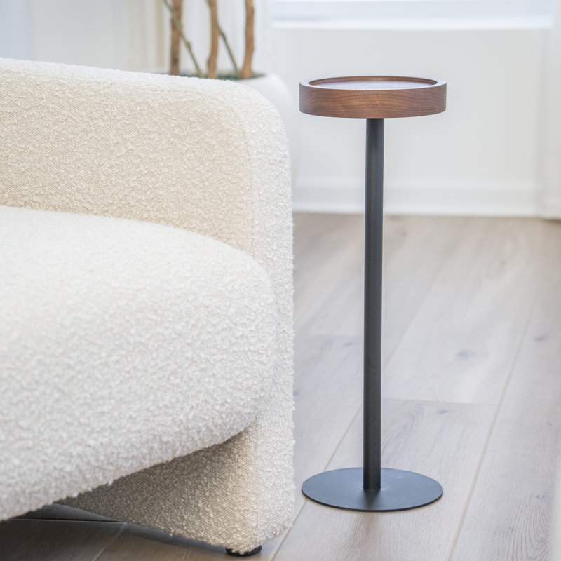 Round Side Table, Walnut, Black