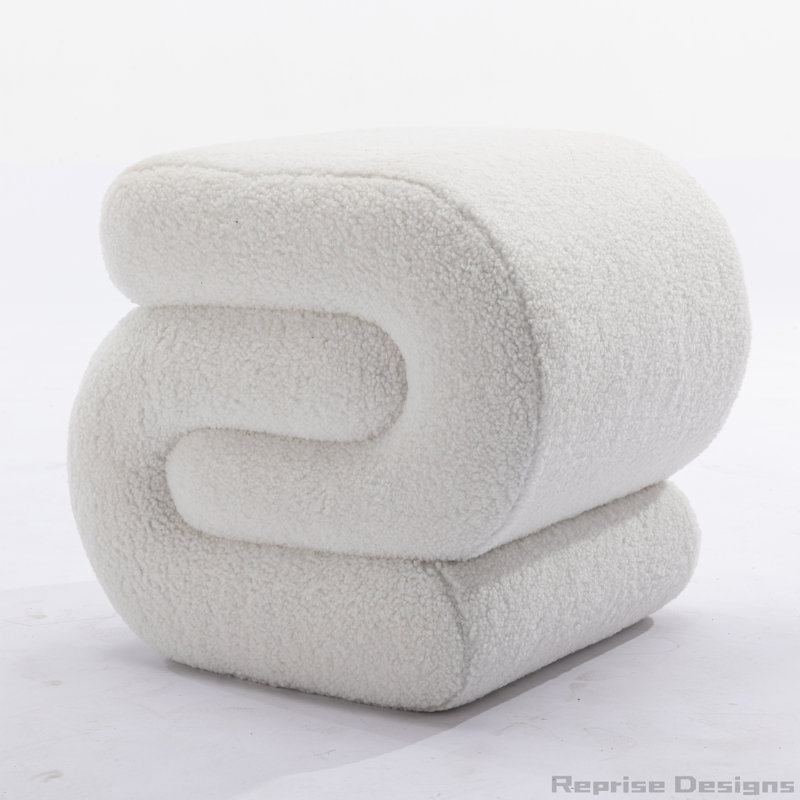 S-shape Ottoman Makeup Stool Footstool, Ivory