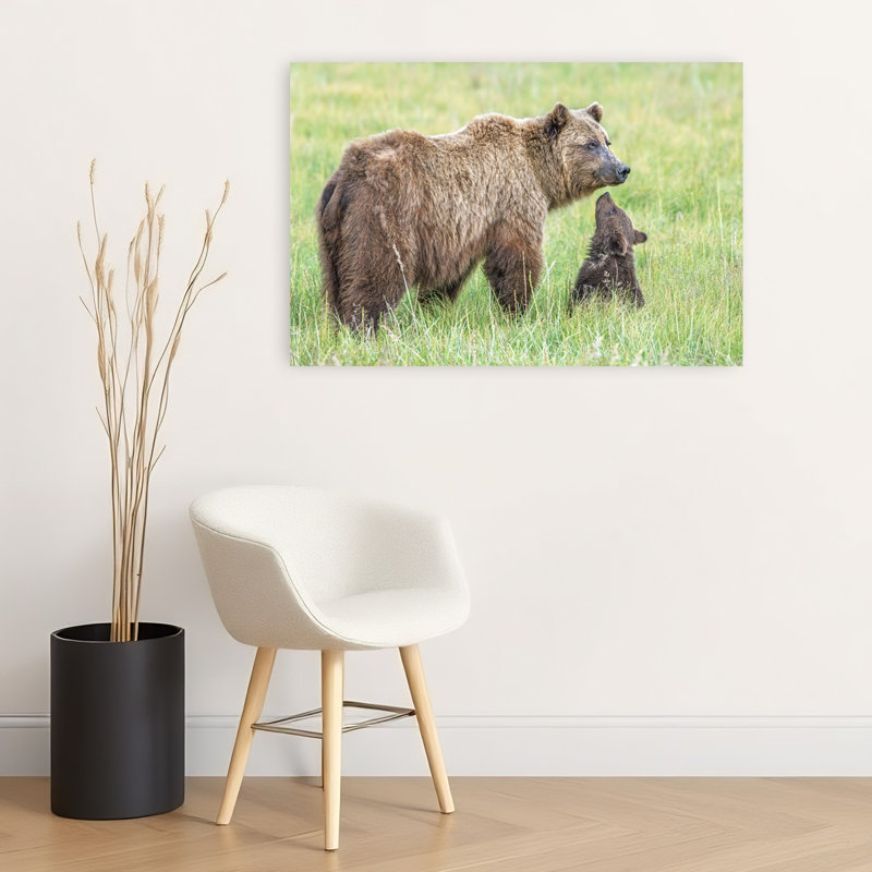 Mama Bear And Cub Abstract Contemporary Bear Nature Wildlife Wall Art Print by Jeffrey C. Sink - 1 Piece Wrapped Canvas Wall Art