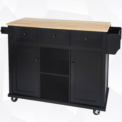 Kitchen Island with Solid Wood Drop-Leaf & 3 Storage Drawers by Winston Porter