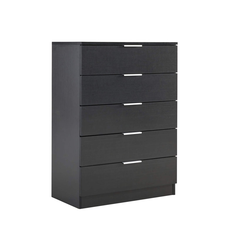 Phoenix 5 Drawer Chest Bedroom Storage Unit, Black