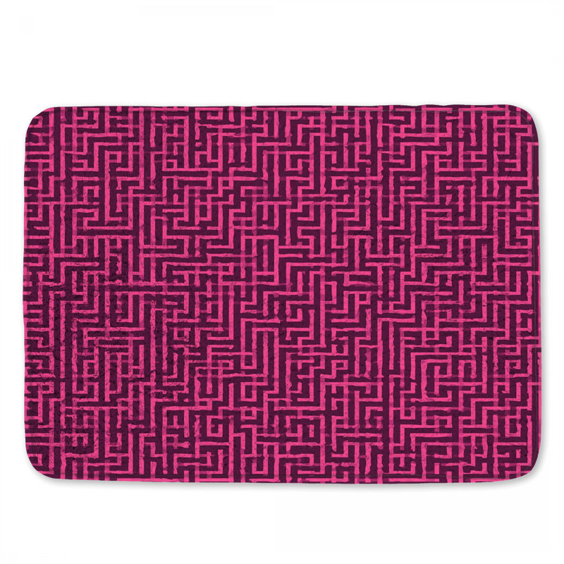 Pink Maze Pattern Bath Mat, 34in W x 21in L