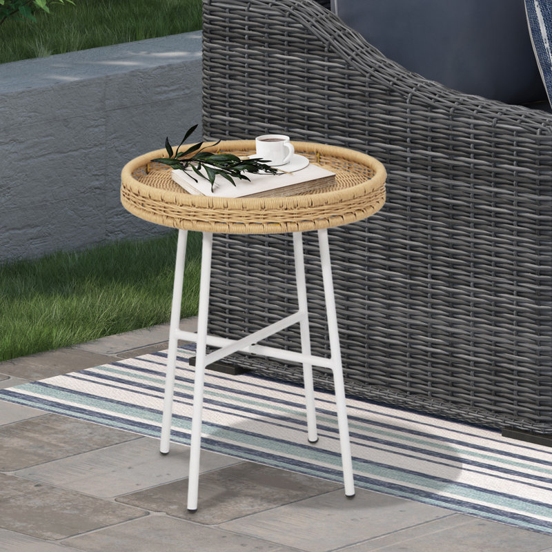 Table basse d'extérieur Lasell, Naturel, 18 po de diamètre