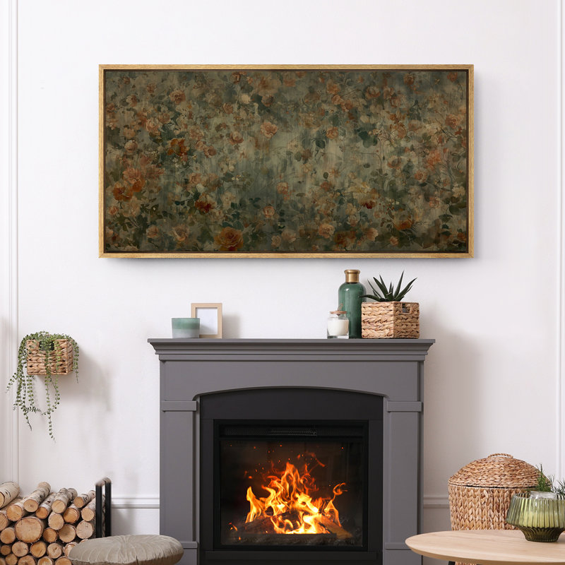 Large Framed Canvas Print Wall Art - Vintage Wildflowers Botanical Print for Modern Farmhouse Decor, 30" H x 60" W, Natural