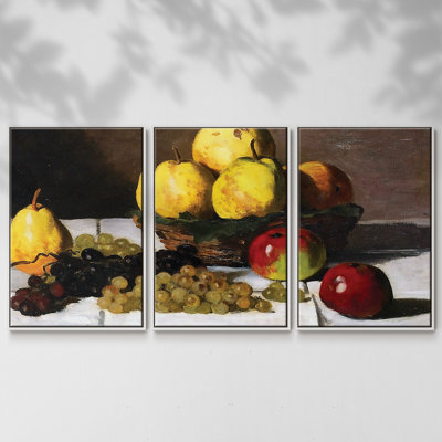 " Still Life With Pears And Grapes, 1867 " 3 - Pieces