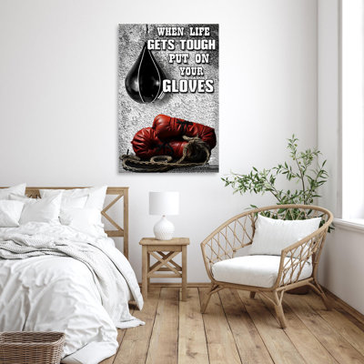 " Boxing Put On Your Gloves - 1 Piece Rectangle Graphic Art Print On Wrapped Canvas "