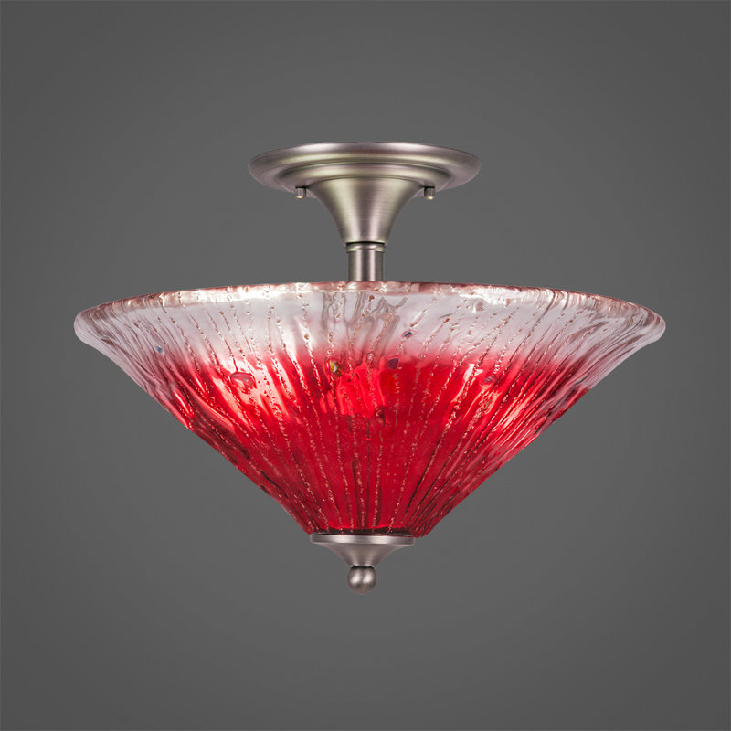 Plafonnier semi-encastré 2 lumières, Gris, Rouge