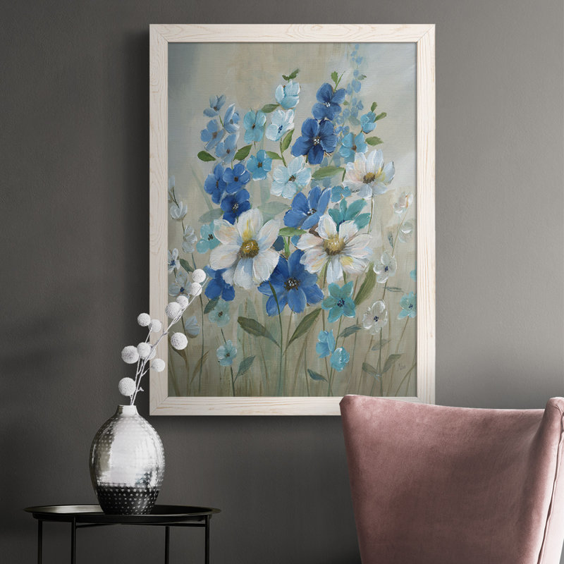 "Blue Garden II", reproduction d'art sur toile, Cadre blanc, H 37,5 po x l 27,5 po x P 1 po
