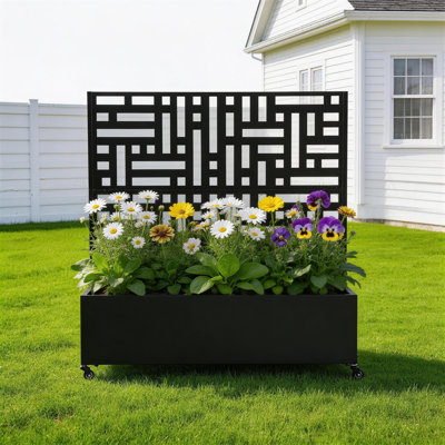 Ainsley Metal Planter Box with Trellis and Wheels