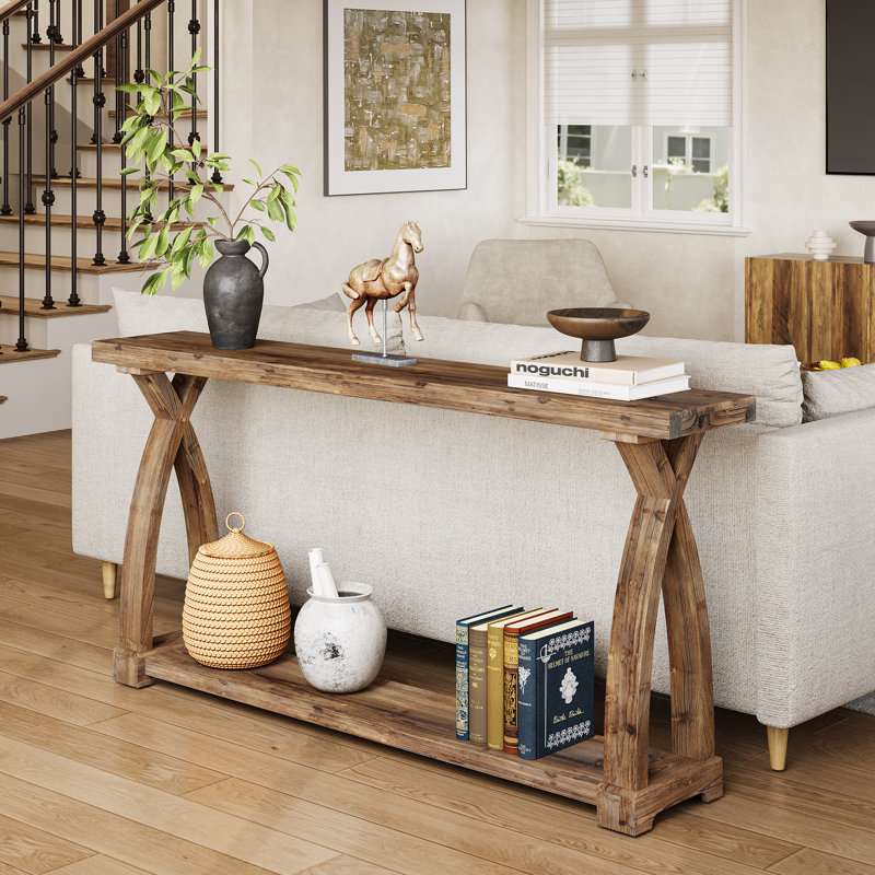 Console en bois massif de 63 po, Naturel