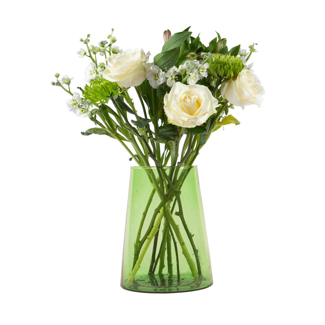 B&Q - Jebel Recycled Glass Large VaseWide Table Center Piece3.5LGreen - Image 3