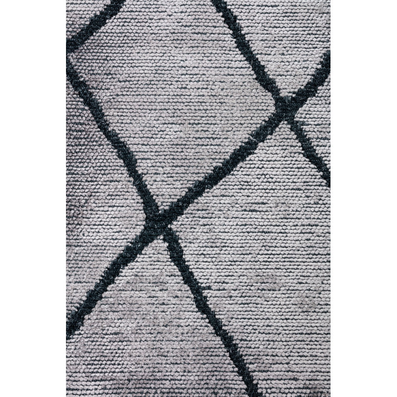 Tapis marocain noir / gris Rapture, Rectangle 7 pi 10 po x 11 pi 2 po