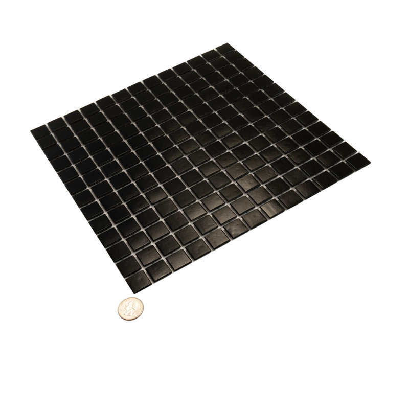 Dune 0.8" x 0.8" Glass Grid Mosaic Wall & Floor Tile, Black