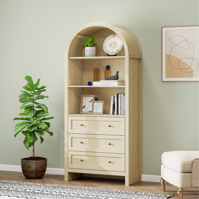 Arched Kitchen Pantry, Modern Farmhouse Wood Kitchen Storage Cabinets ,Arched Storage Display Cabinet with Adjustable Shelves, Versatile Cupboard for by Ophelia & Co.