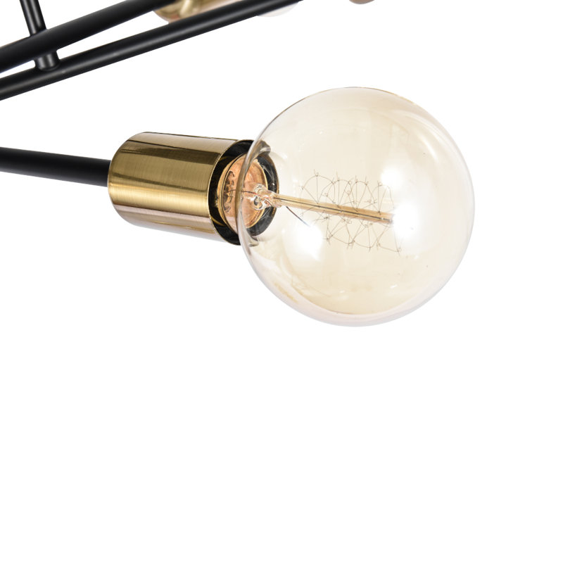 Westfall 6-Light 19" Black/Gold Sputnik Semi-Flush Mount, Black/Gold