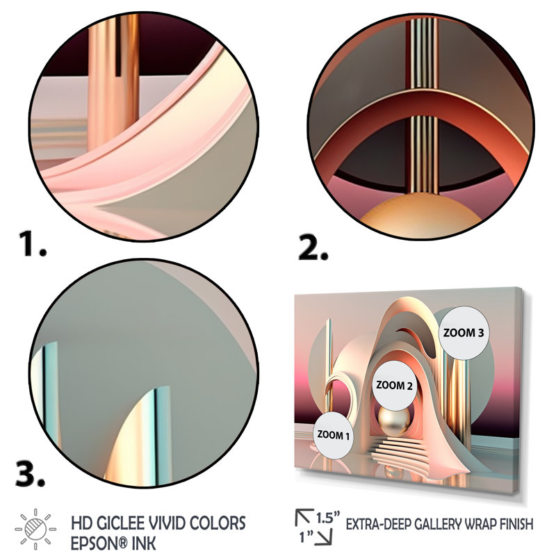 «Minimalistic liquid Gold Architecture IV», reproduction sur toile, H 16 po x l 32 po x P 1 po, Toile tendue