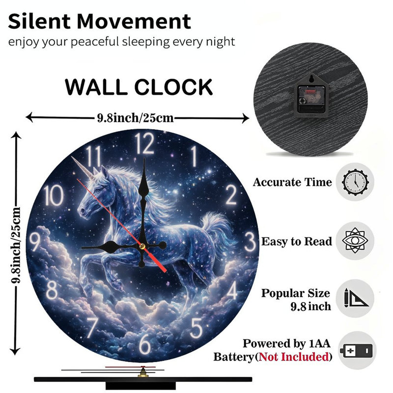 Unicorn Galaxy Cloud Clock