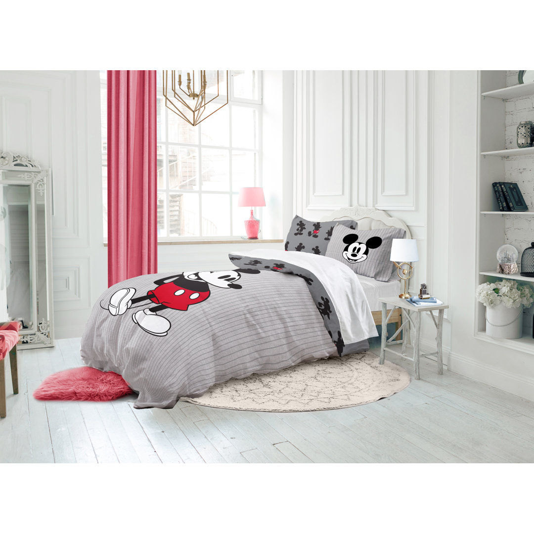 Disney Micky Maus Bettbezug Set Gestreift - Einzelbett