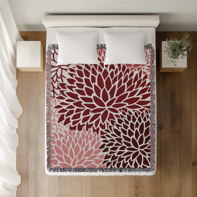 Jeté en coton Arlo, Rouge, 60 po x 80 po
