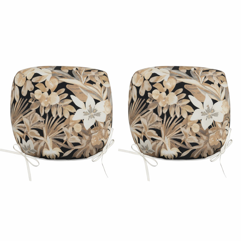 Coussins d'extérieur pour chaise de patio, Black/White/Brown Floral, Polyester