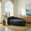 Méridienne moderne à compression ovale avec dossier et accoudoirs intégrés, chaise longue rembourrée et rembourrée Bouclé