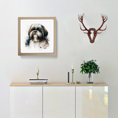 Shih Tzu Watercolour - Single Picture Frame Print on Wood