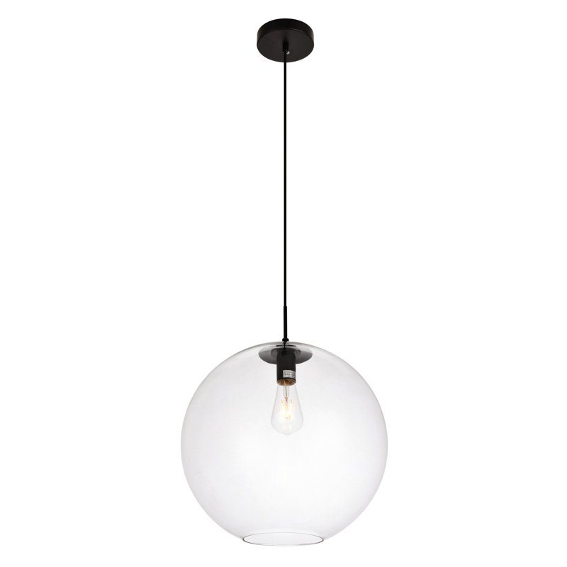 Luminaire suspendu sphérique réglable 1 lumière Rincon avec verre soufflé à la main , H 76 po x l 15,7 po x P 15,7 po
