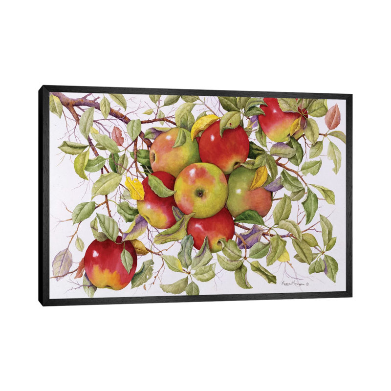 Apples 1 Piece Wrapped Canvas Painting, 101.6 cm H x 66.04 cm W, Black Floater Framed