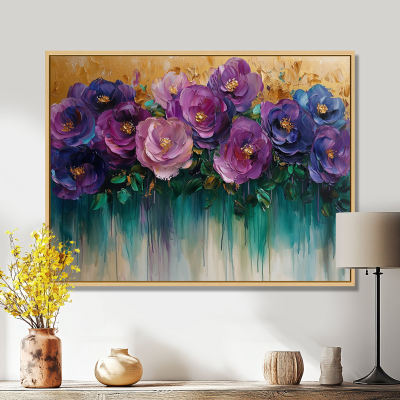 «Fantasy Field - Roses», art mural, H 24 po x l 32 po, Cadre flottant, Naturel