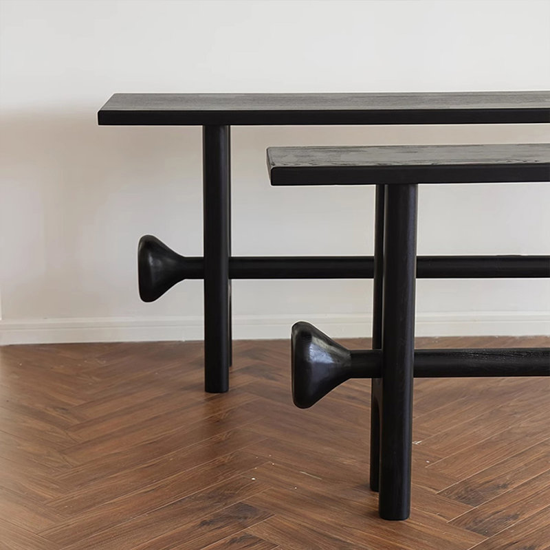 Console noire en bois massif, 31.5" H x 62.99" W x 11.81" D
